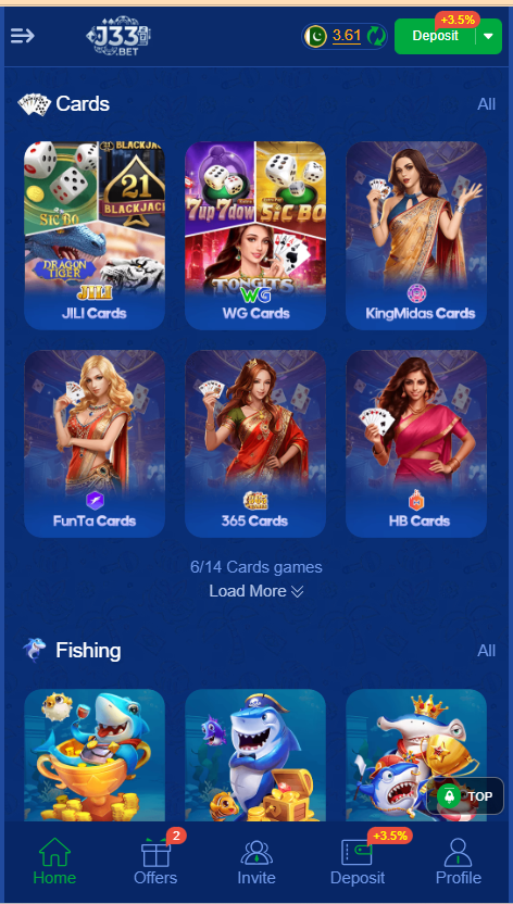 J33.Bet Game Home Screen