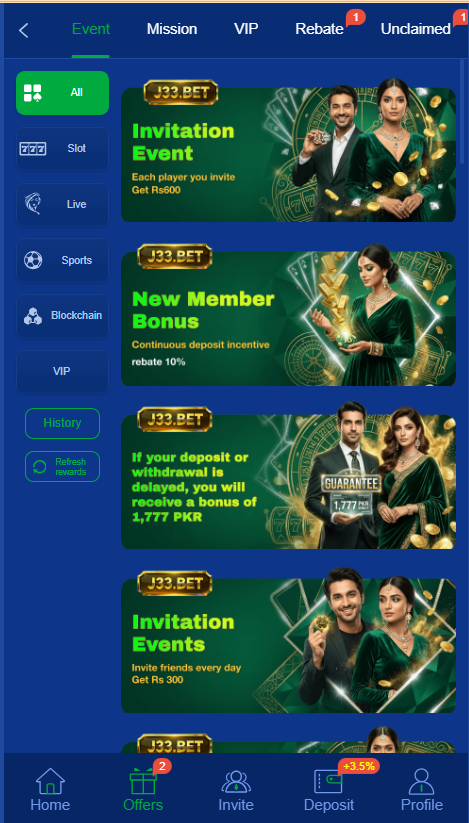 J33.Bet Game Home Screen