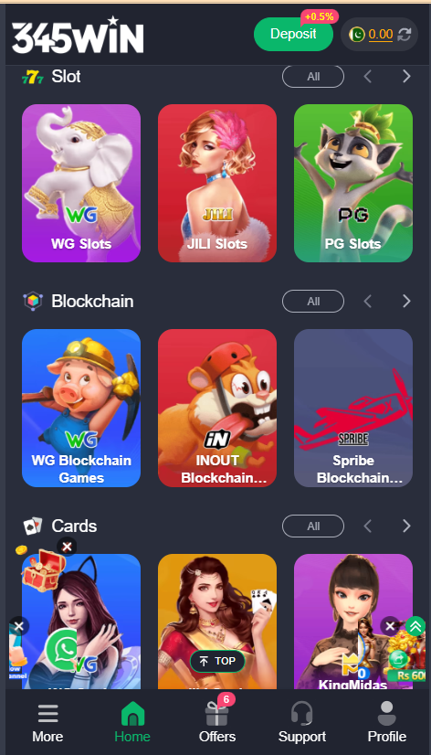 345win Game Home Screen