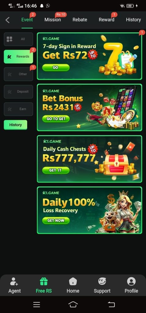 K101 Game Home Screen
