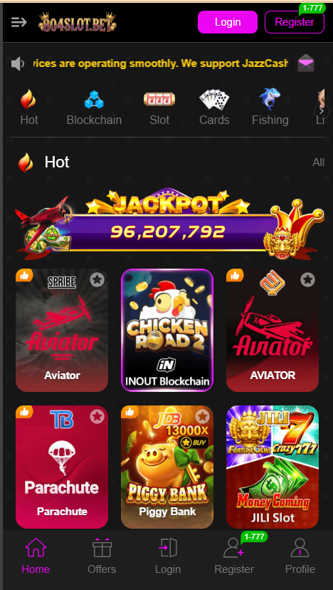 Slots804 Game Home Screen