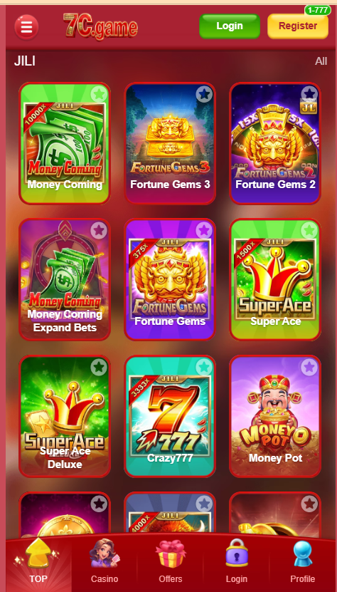 7C Game Home Screen