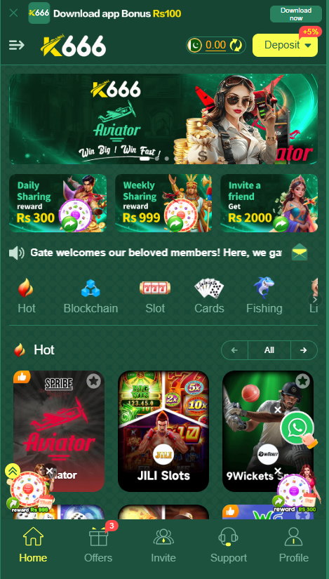 K666 Game Home Screen
