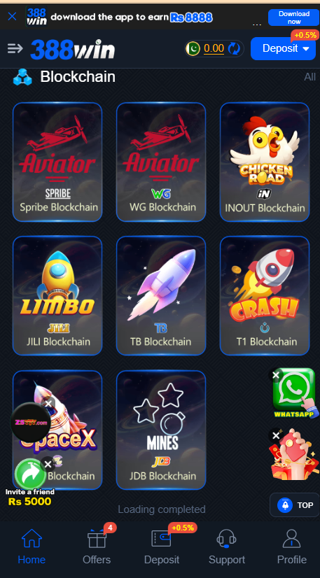 388 Win game Home Screen