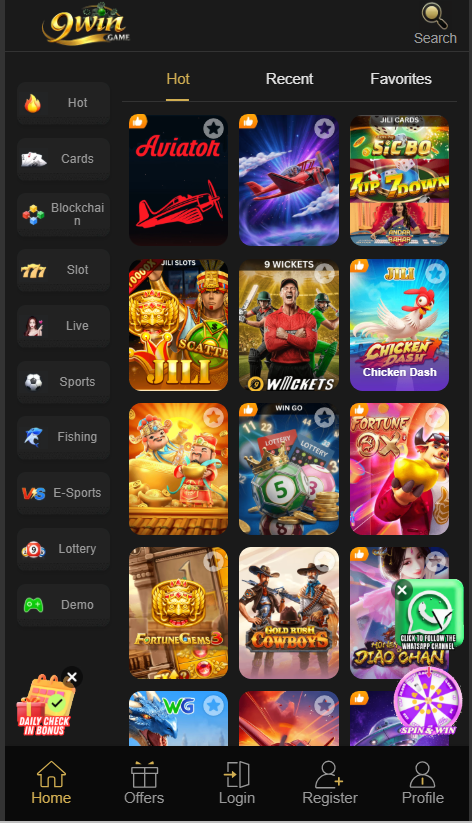 9Win Game Home Screen