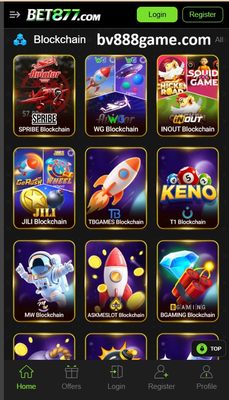 Bet877 Game Home Screen