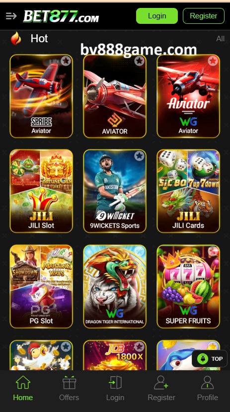Bet877 Game Home Screen