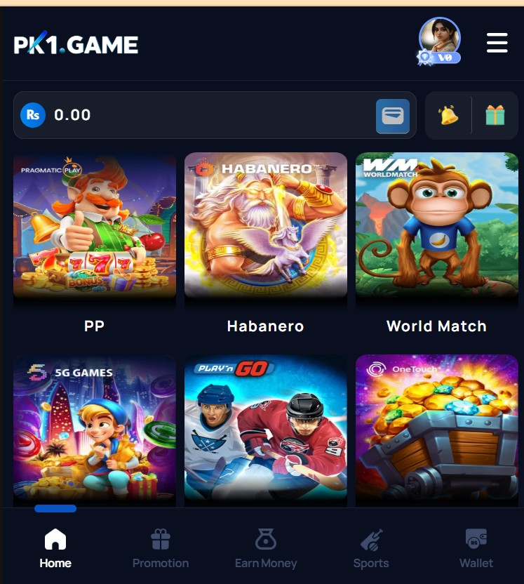 PK1 APK Home Screen