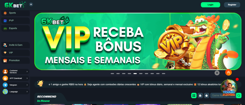 6KBet Game Home Screen