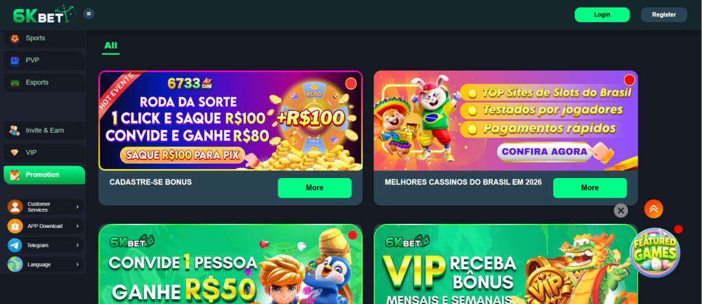 6KBet Game Home Screen