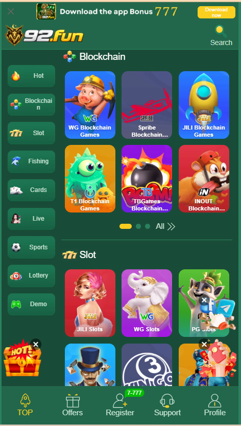 Fun92 Game Home Screen