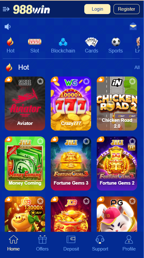 988W Game Home Screen