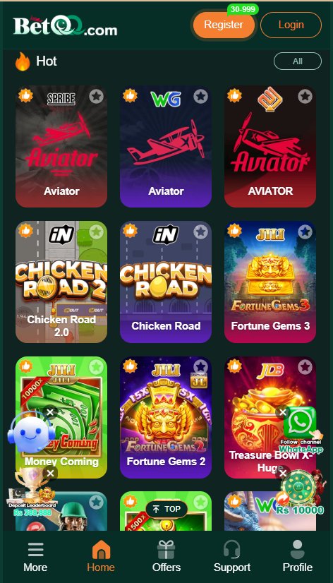Betqq APK Home Screen