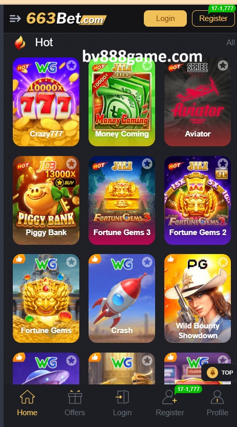 663Bet Game Home Screen
