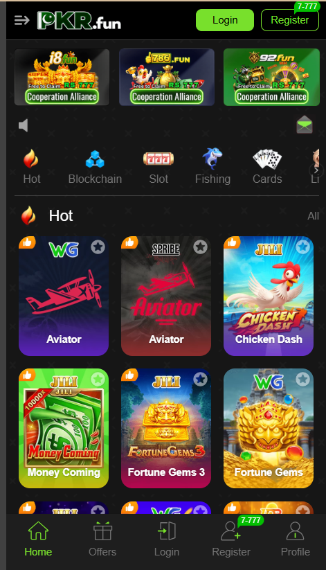 Pkrfun Game Home Screen