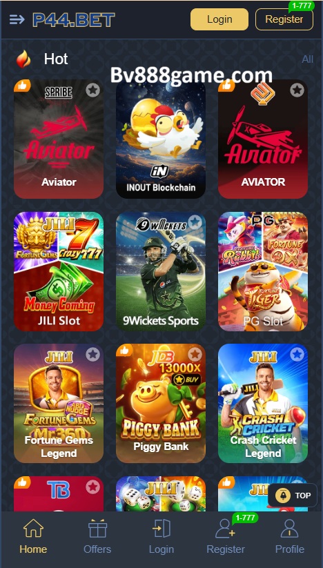 P44.Bet Game APK Home Screen