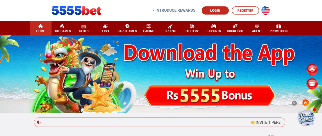 5555 Bet Game Home Screen